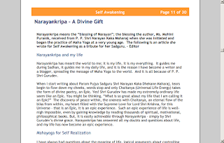 Image is a Screenshot of Article Narayankripa - A Divine Gift in Self Awakening Newsletter