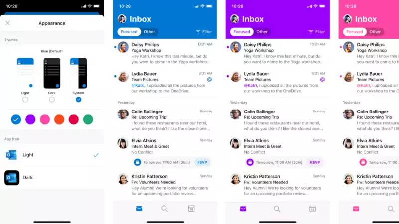 Outlook for Android now adds the ability to choose a different colored theme for personalization