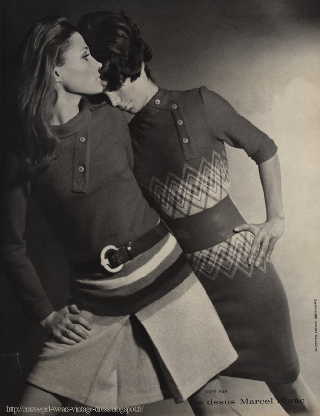 tissus Marcel Blanc - Louis Feraud - 1968 fabric dress 1960 60s mod