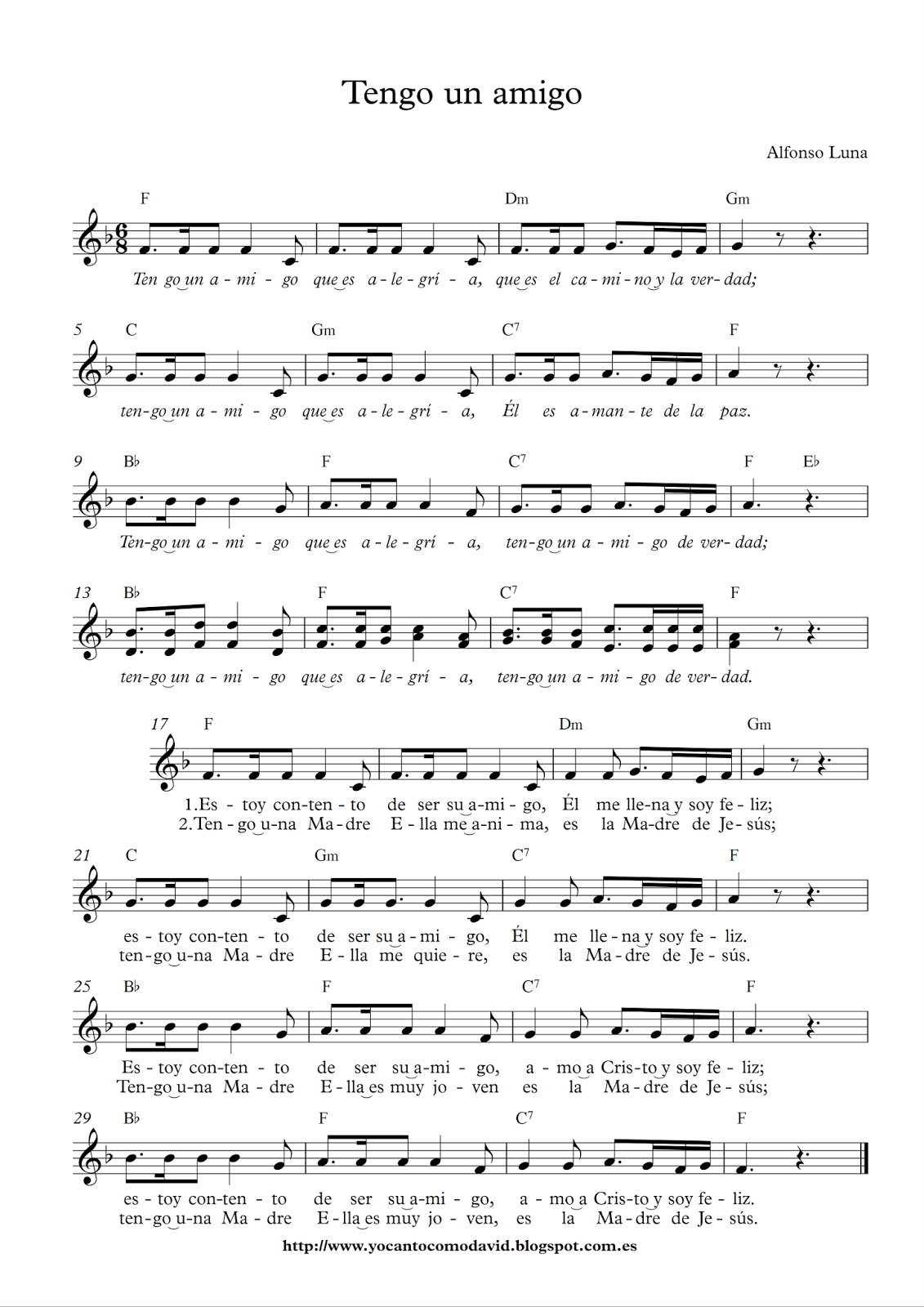 Tengo un amigo Yo canto como David