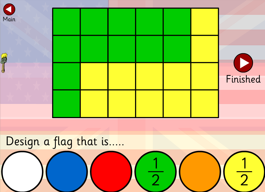 The Elementary Math Maniac Fun and Free Computer Games Fraction Flags
