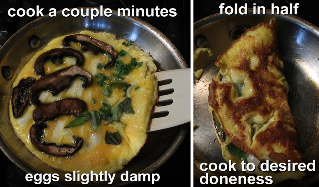 The 99 Cent Chef Portabella Mushroom, String Cheese & Herb Omelet