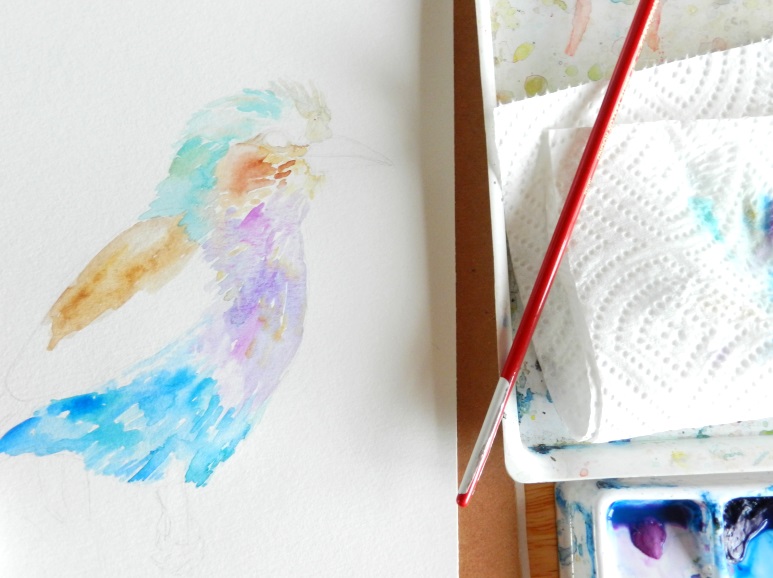 Watercolor Bird Painting by Elise Engh