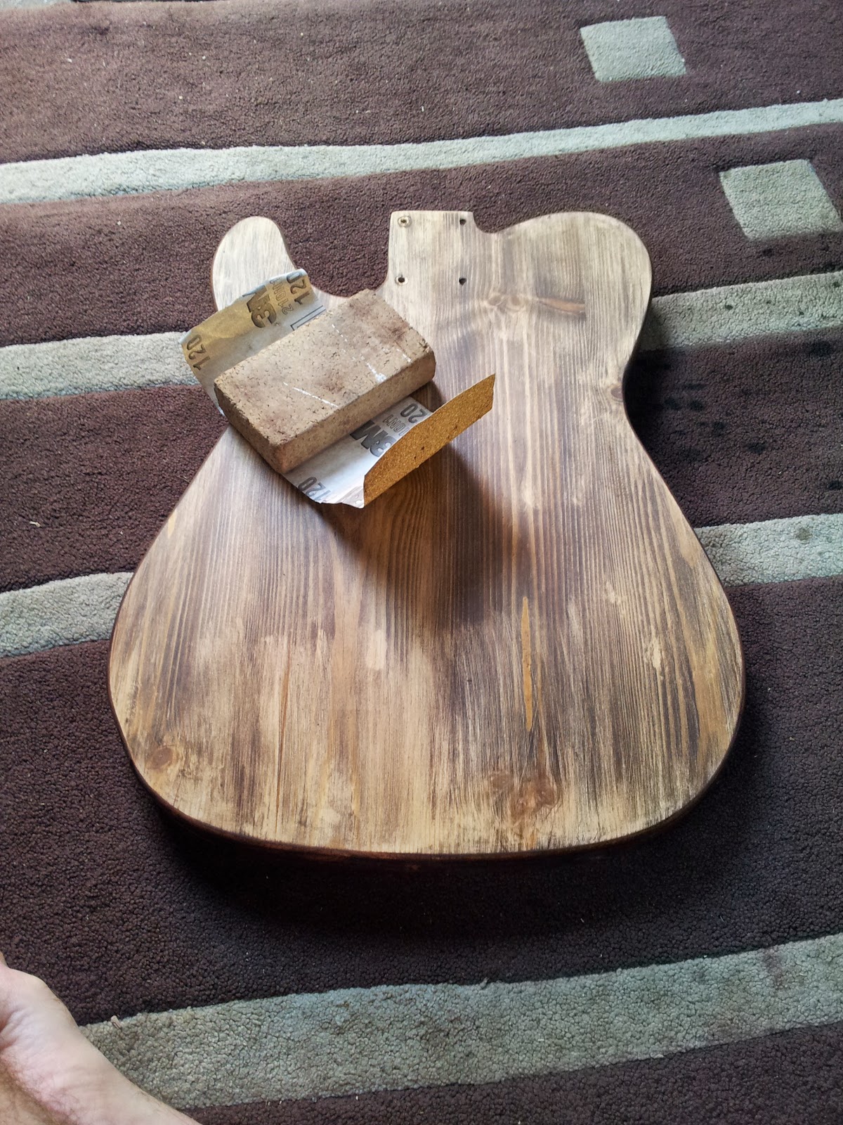 DLP Guitars Telecaster Two 29 Sanding Back The Dark Oak Dye