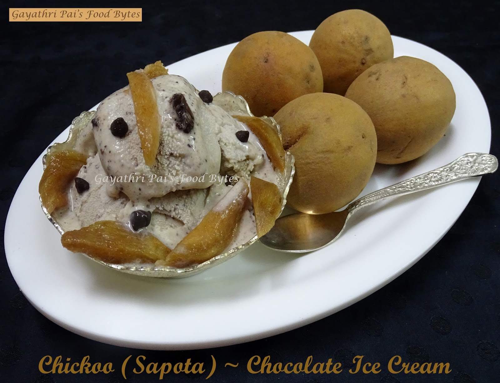Gayathri Pai's Food Bytes Chickoo (Sapota) Chocolate Ice Cream.