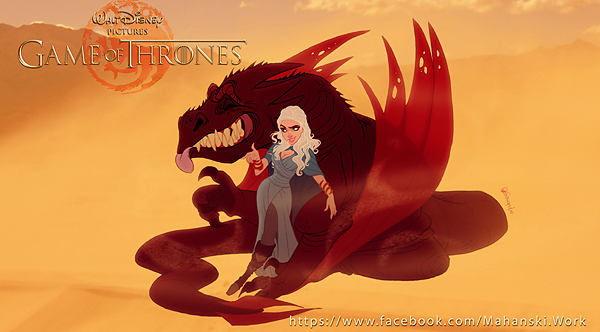GoT/Disney Mash-Up of Daenerys Targaryen with Drogon