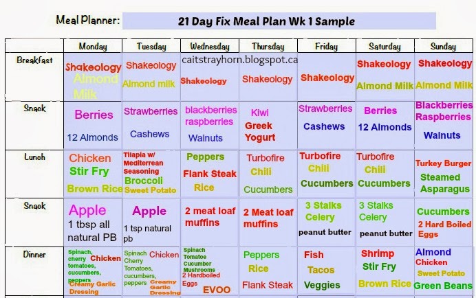 Cait Strayhorn: 21 Day Fix Meal Plan Sample