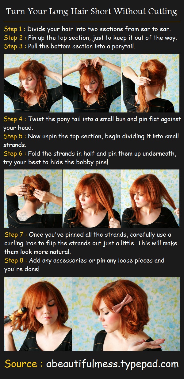 Turn Your Long Hair Short Without Cutting | Pinterest Tutorials