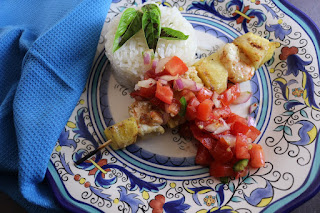 Shrimp Pineapple Kebabs with Fresh Red Pepper Salsa