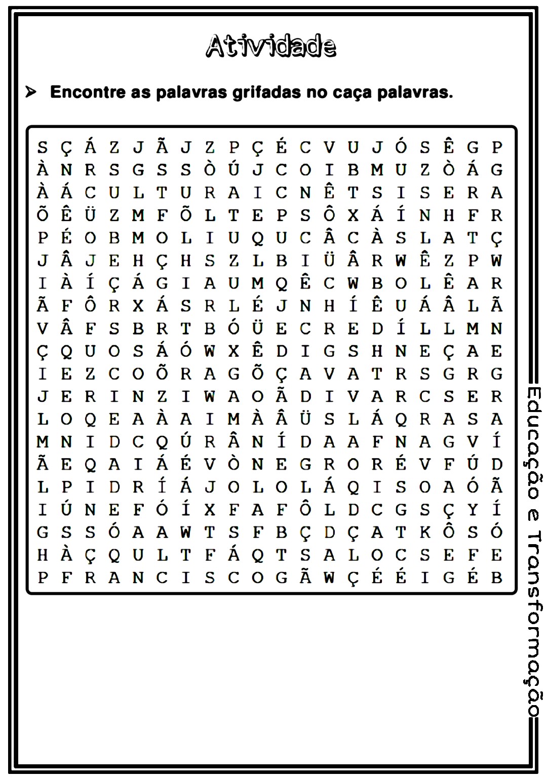 Blog Educação e Transformação: 👍 Consciência negra: caça palavras