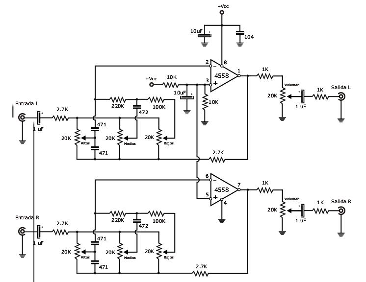 TDA2003 stereo amplifier with tone control 20 watts (10+10)