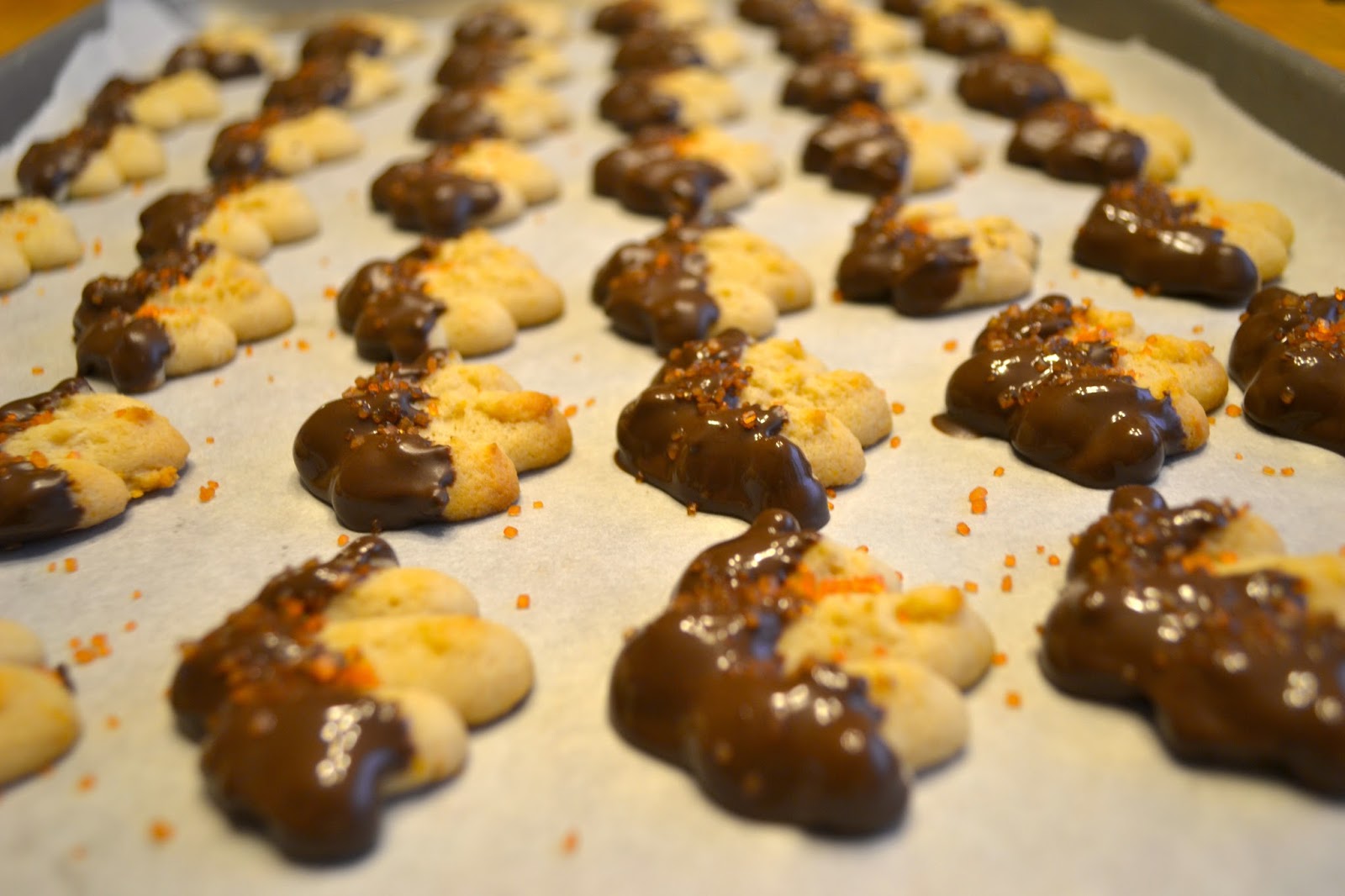 A Taste of Alaska Chocolate Dipped Orange Spritz Cookies