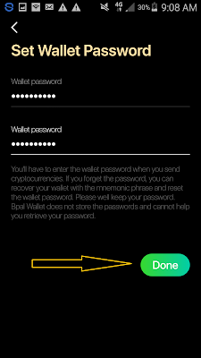 membuat password wallet di aplikasi bpal wallet