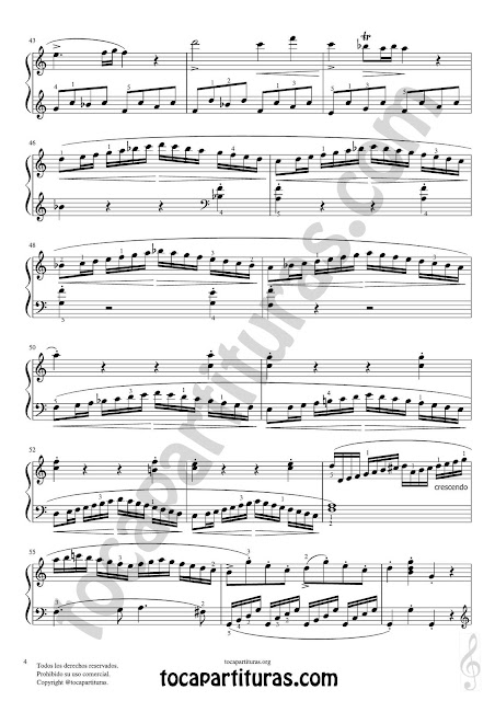 Hoja 4 Sonata en Do Mayor K545 Partitura de Piano Completa con digitación (Fingering Piano Sheet Music)