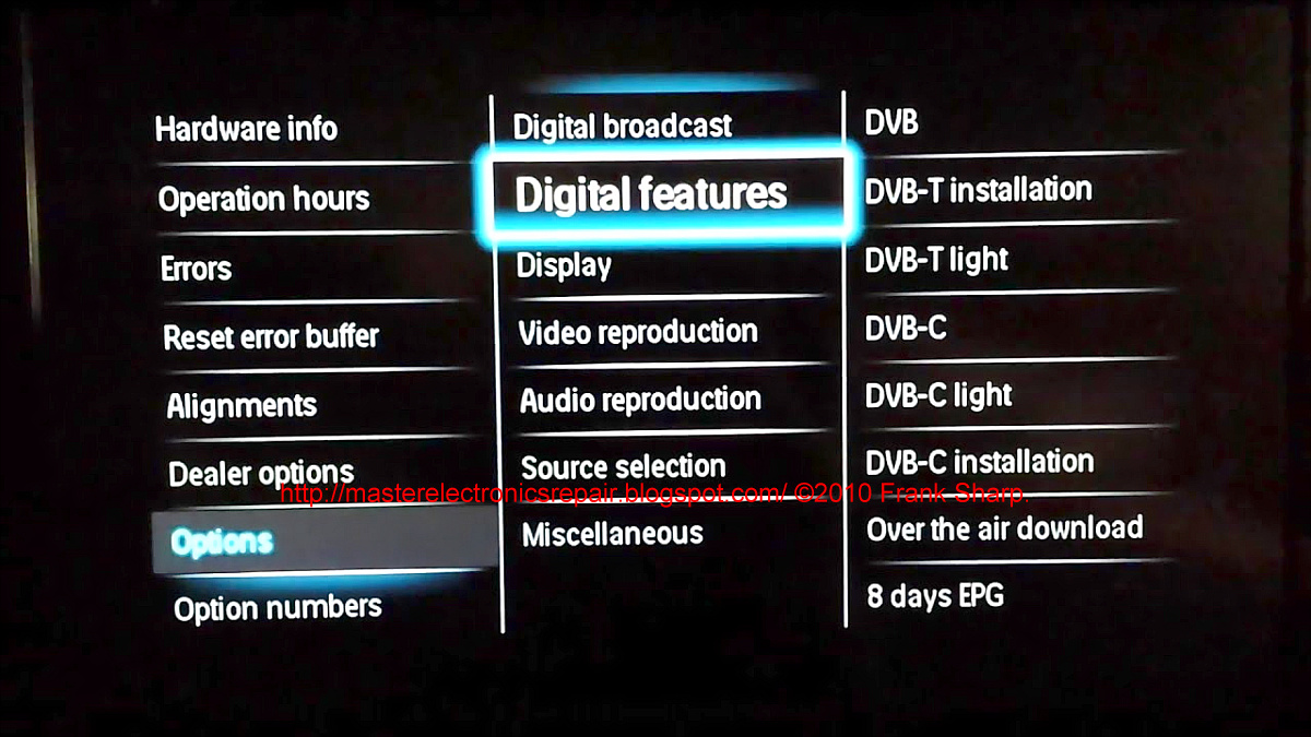 Master Electronics Repair ! PHILIPS TV SERVICE MENU
