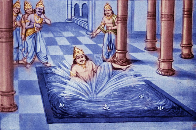 Duryodhana tumbling into the pool