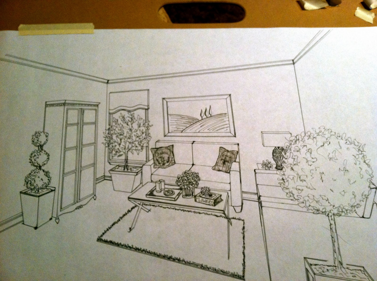 Brandalyn Designs: Perspective Drawing: Living Room