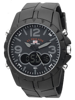 U.S. Polo Assn. Men's US9058 Analog-Digital Black Dial Black Rubber Strap Watch