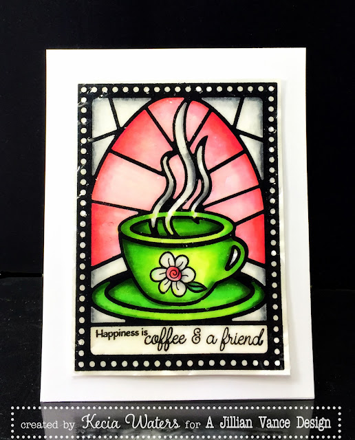 AJVD, Kecia Waters, stained glass, Copic markers, coffee