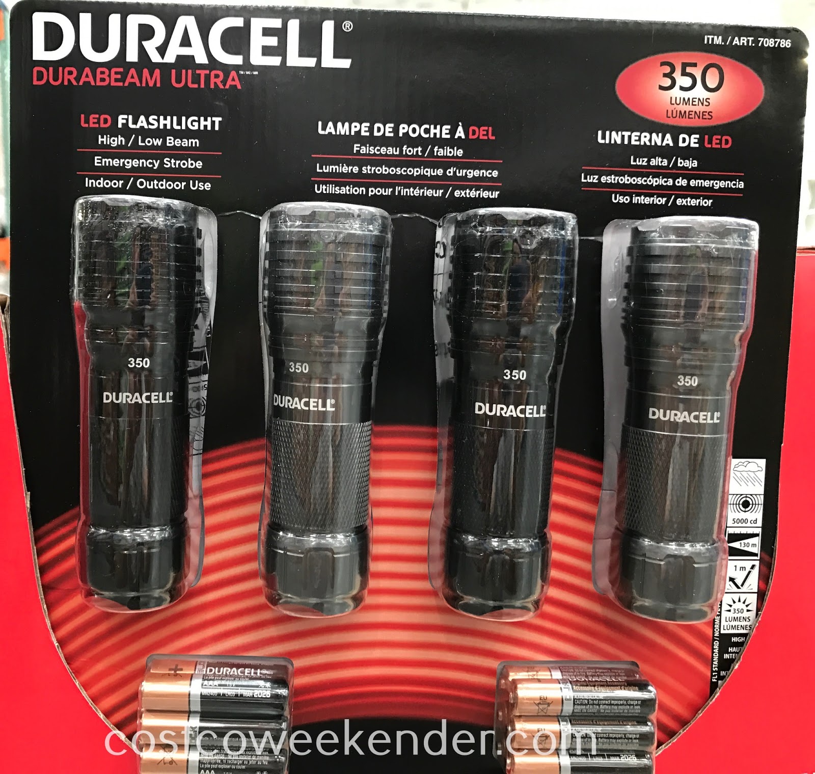 Duracell Durabeam Ultra LED Flashlight 350 Lumens (4 pack) Costco