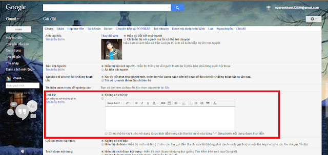 Hướng dẫn đặt chữ ký trong gmail