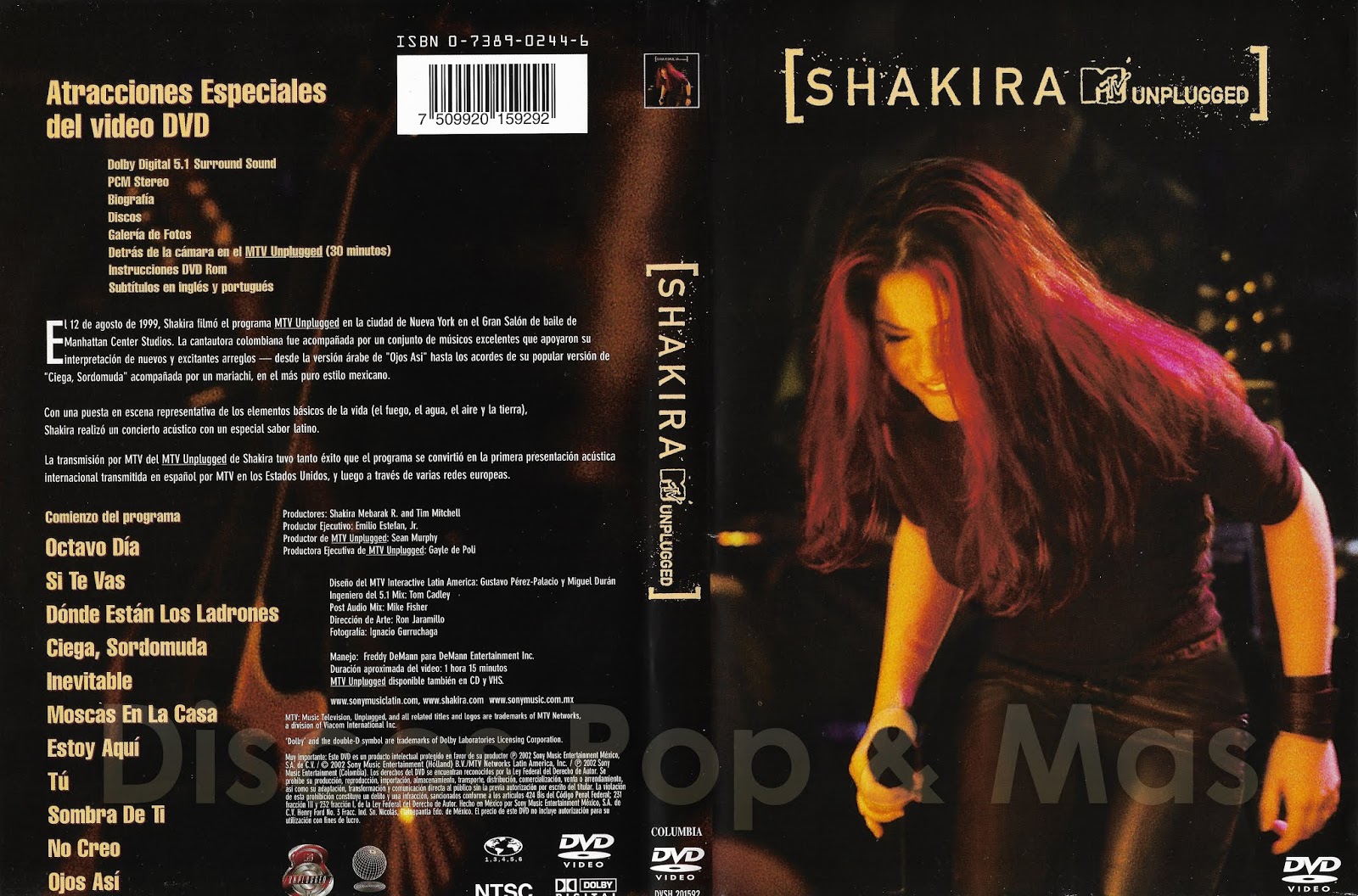 Discos Pop Mas Shakira Mtv Unplugged Dvd