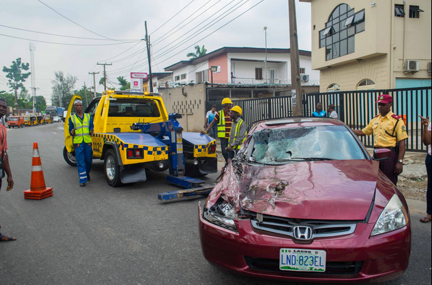 Strange Accident Sees A Saloon Car Being Crush Down By A Container Truck In  Ikeja, Lagos -Photos - Gistmania