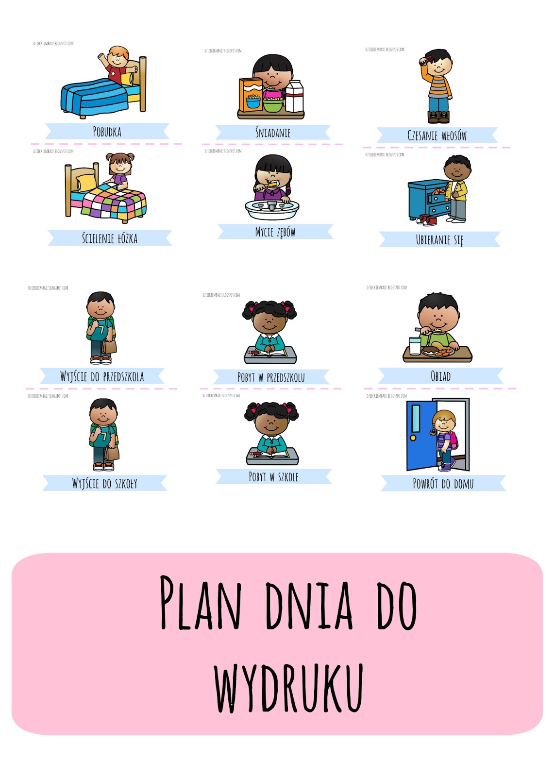 Plan Dnia Piktogramy Do Druku Dzieckiem bądź: Ilustrowany plan dnia DO POBRANIA