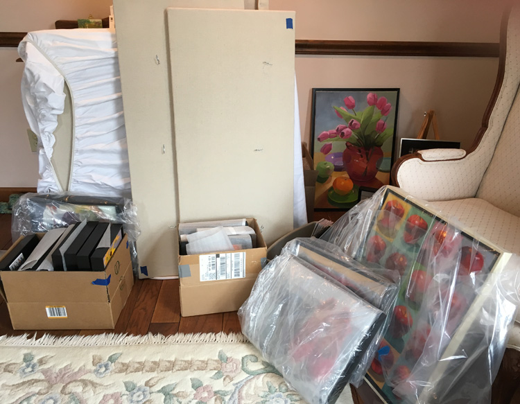 Robin Rosenthal Art Preparing for an Art Show