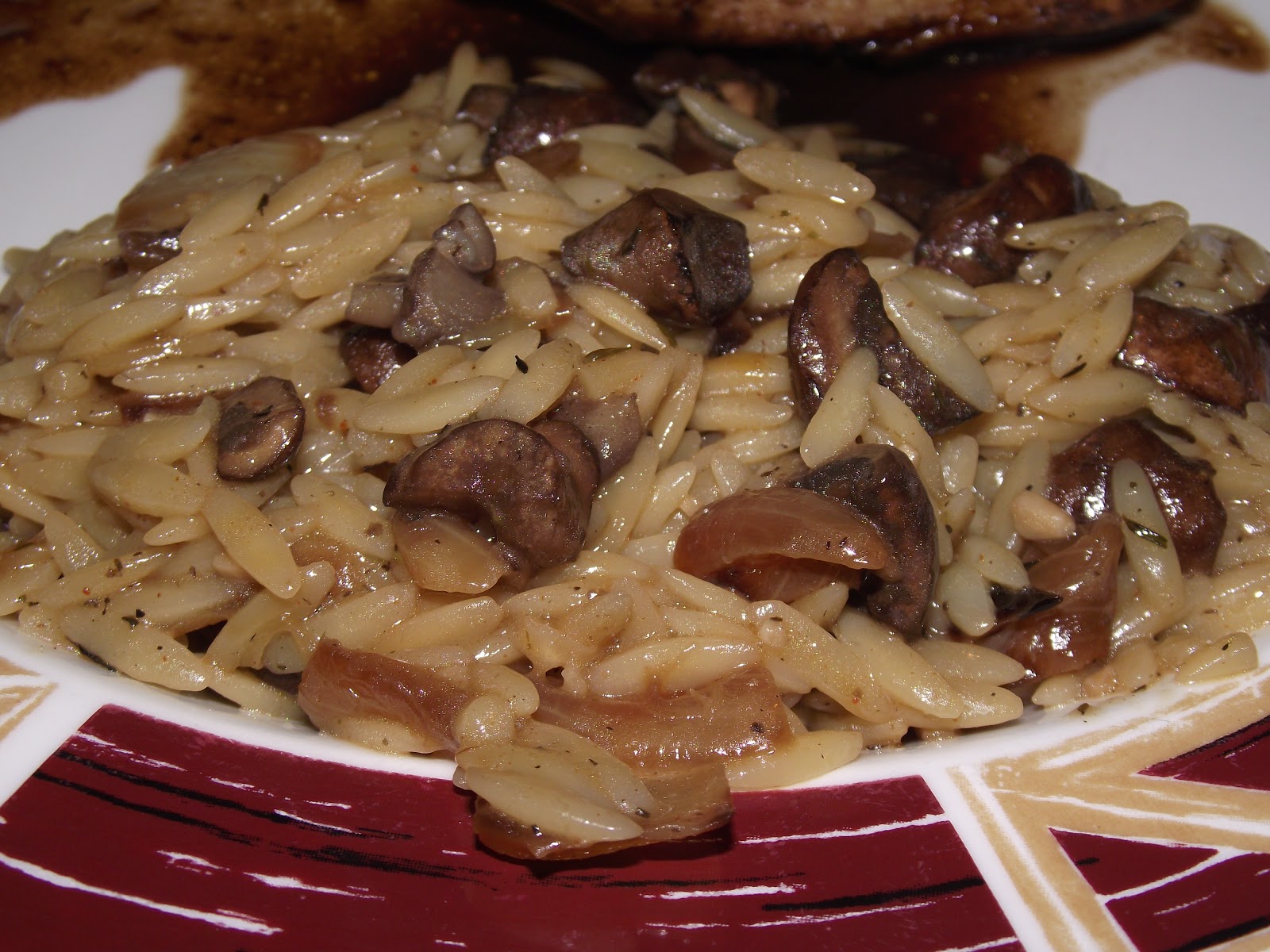 The Unabashed Kitchen Wench Caramelized Onion Orzo with Mushrooms