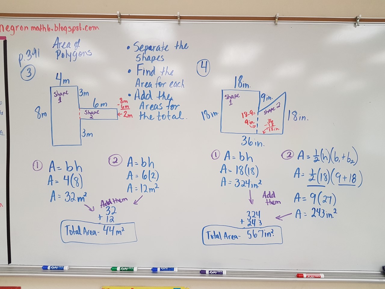 Mrs. Negron 6th Grade Math Class: Lesson 13.4 Area of Polygons