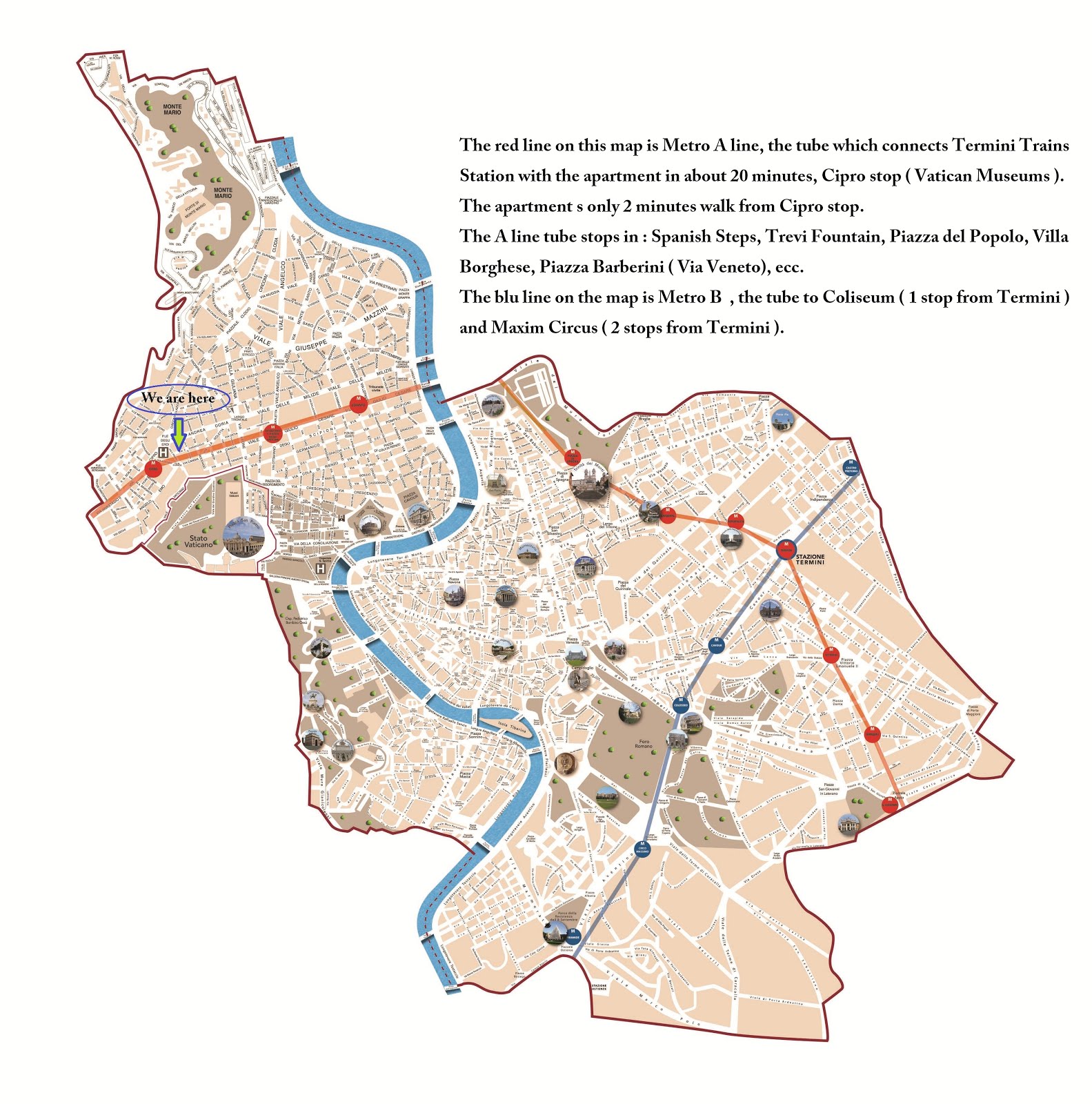 Map of the center of Rome