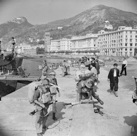 British soldiers on the quayside at Salerno, the day after the invasion of the Italian mainland had begun