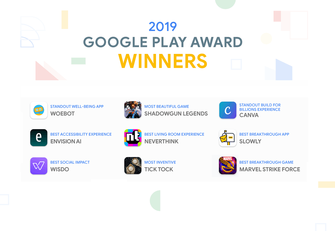 2019 Google Play Award list highlights top Android apps and games of the year