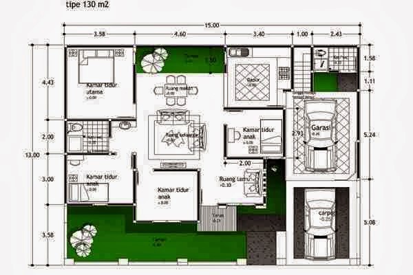 Denah Rumah Satu Lantai 4 Kamar Terbaru | Desain Properti Indonesia