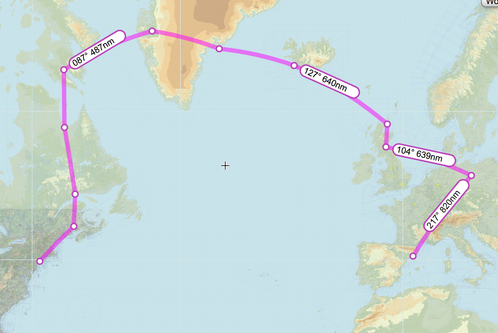 N97NM Atlantic Crossing Route