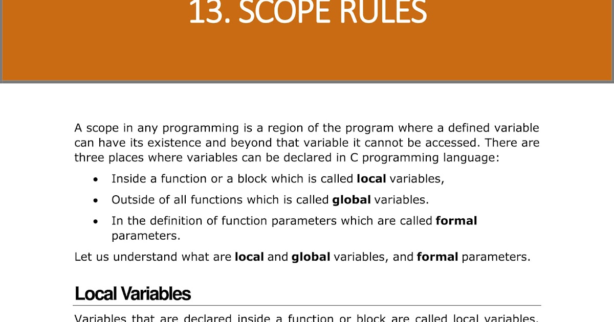 Computer Languages and Work From Home Jobs: C LANGUAGE SCOPE RULES