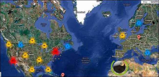 UFO activity map, UFO tracker