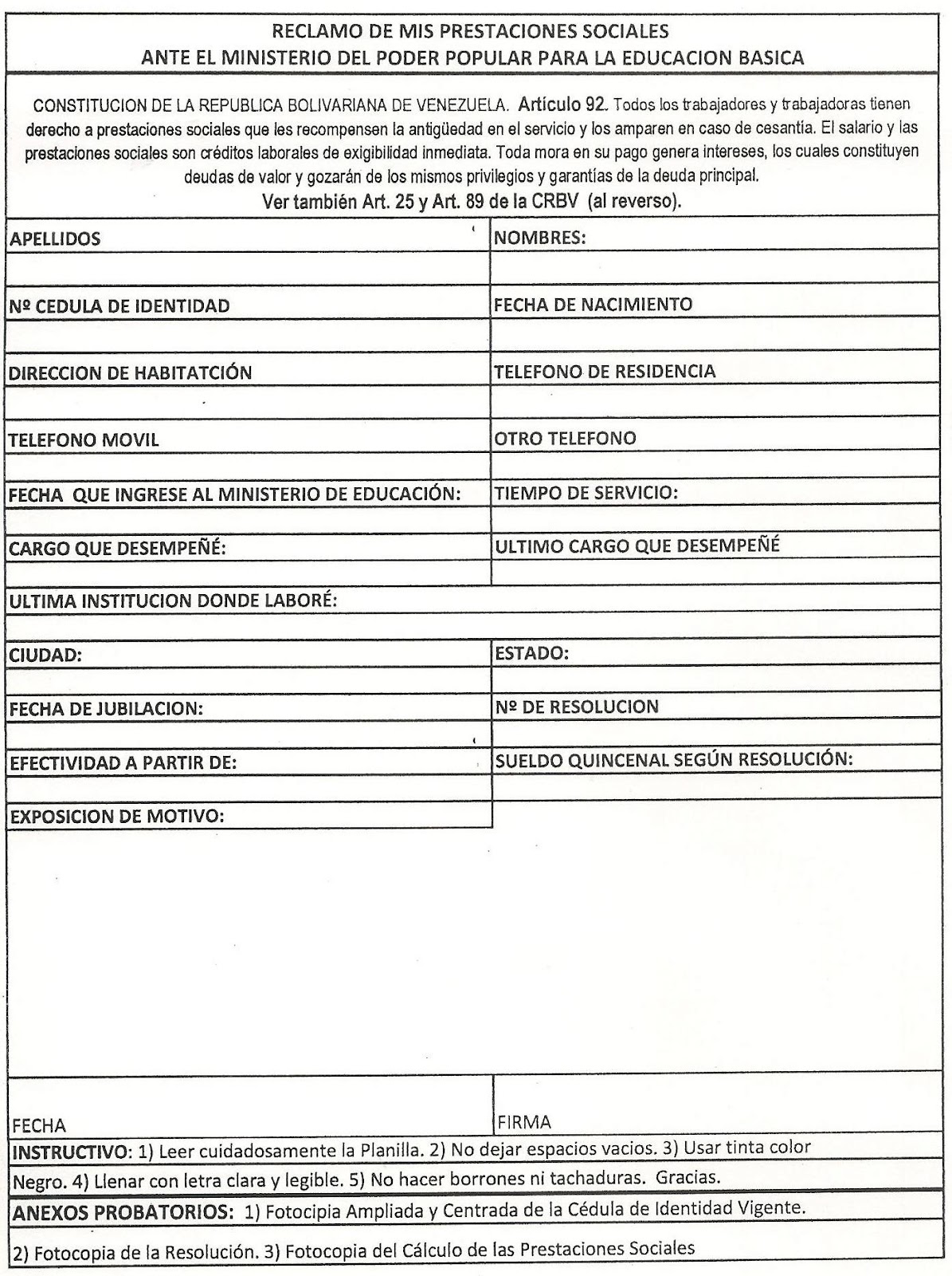 AMEJUP Guanare: planillas de reclamos