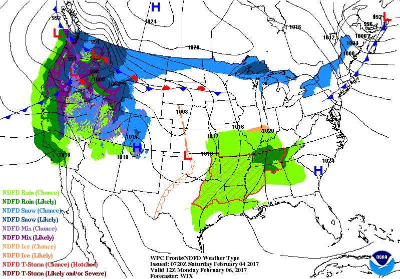 Surface Map for Monday at 7 am Surface Map for Monday at 7 am