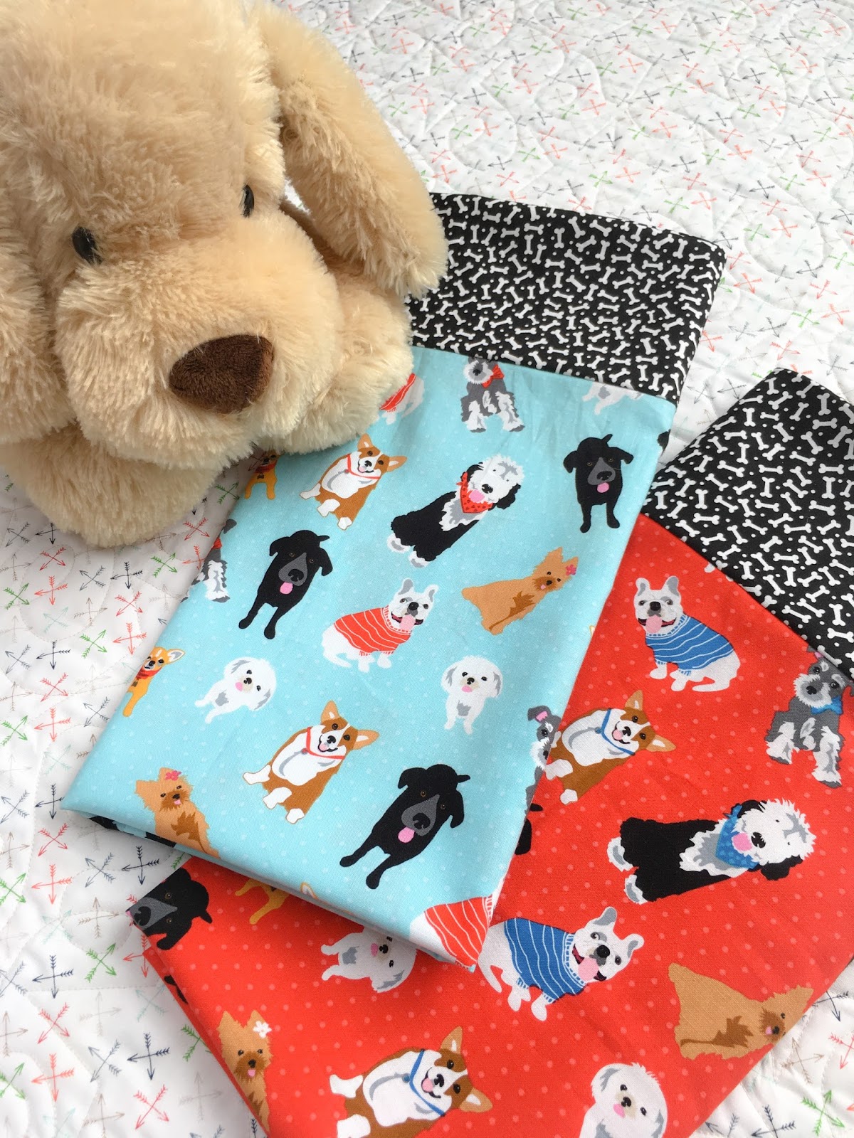 Carried Away Quilting Dog themed pillowcases with Quilt Girls