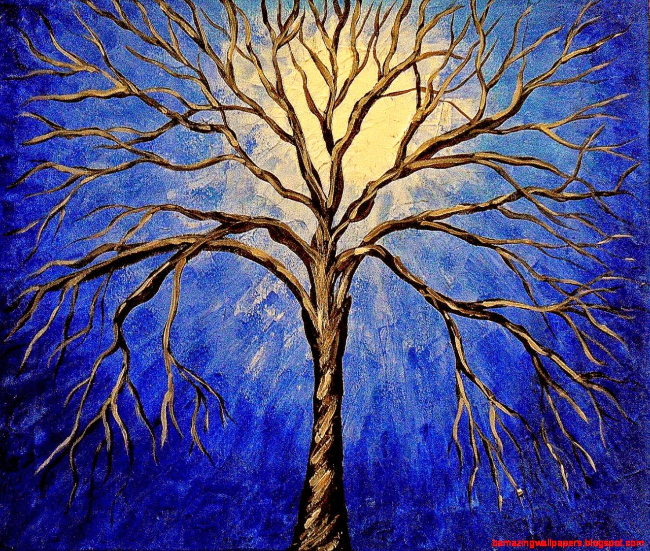Abstract Tree Painting Blue | Amazing Wallpapers