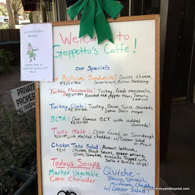 menu board at Geppetto's Caffe in Orinda, California