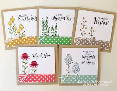 Kathryn's Stampin' World - Stampin' Up! Flowering Fields,  Rose Wonder, 2016SaleABration, 4" Square Gift Box and matching Cards by Kathryn Mangelsdorf