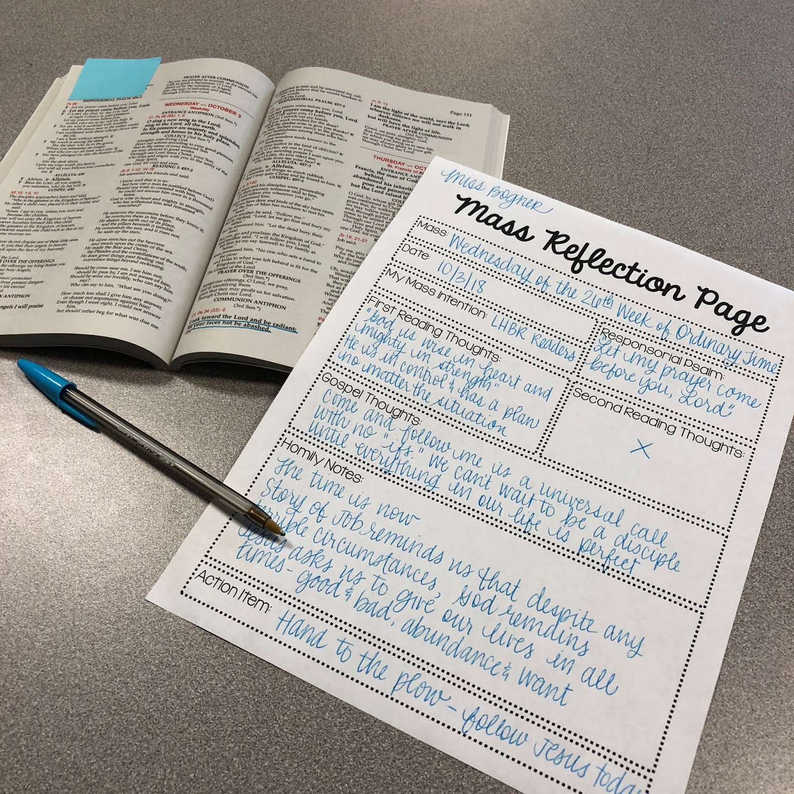 Look to Him and be Radiant Mass Reflection Sheet Graphic Organizer