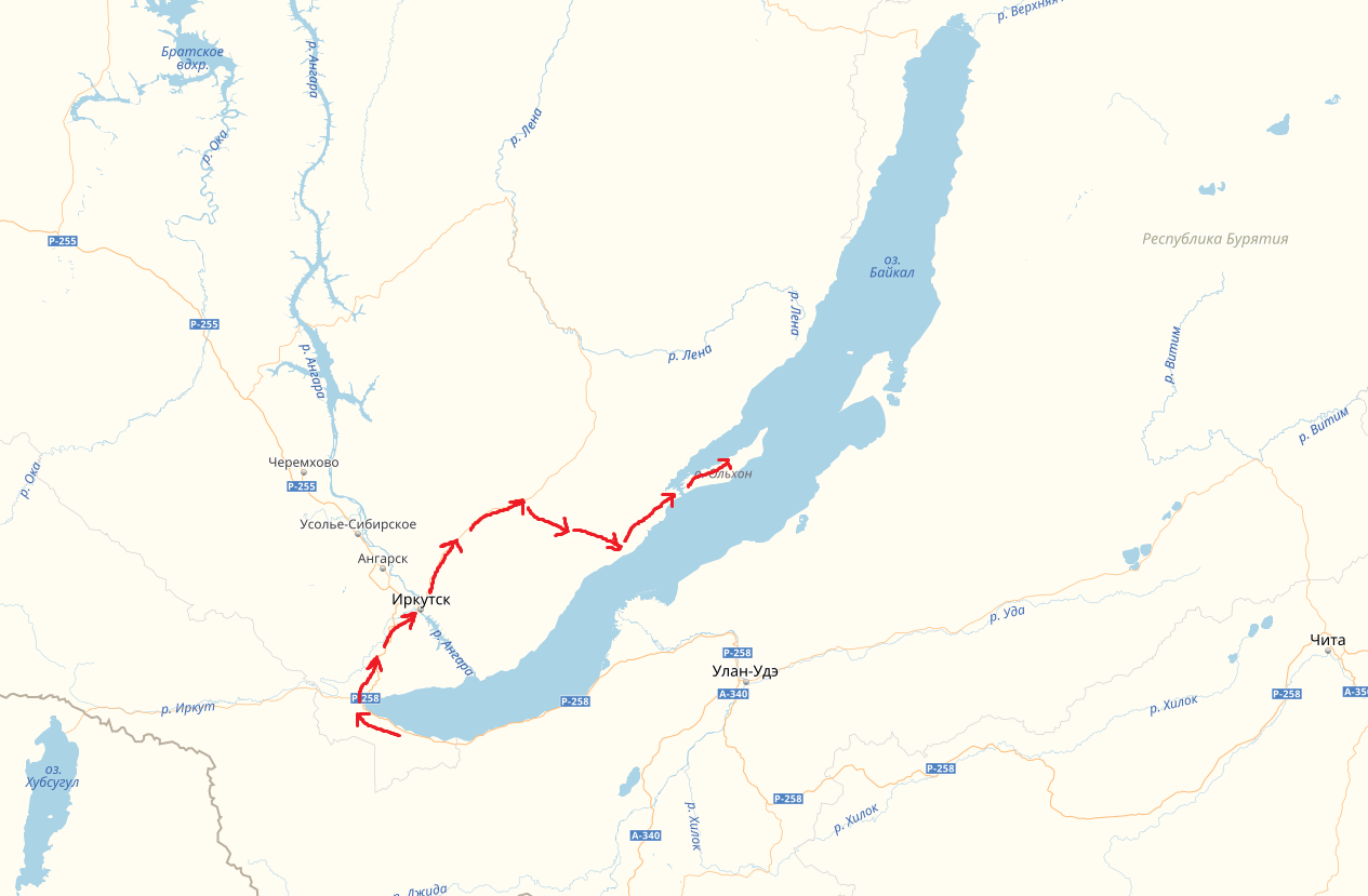 От иркутска до байкала км. Ольхон на карте Байкала. Куркут Байкал карта. Озеро Байкал на карте. Маршрут Байкал-Хубсугул.