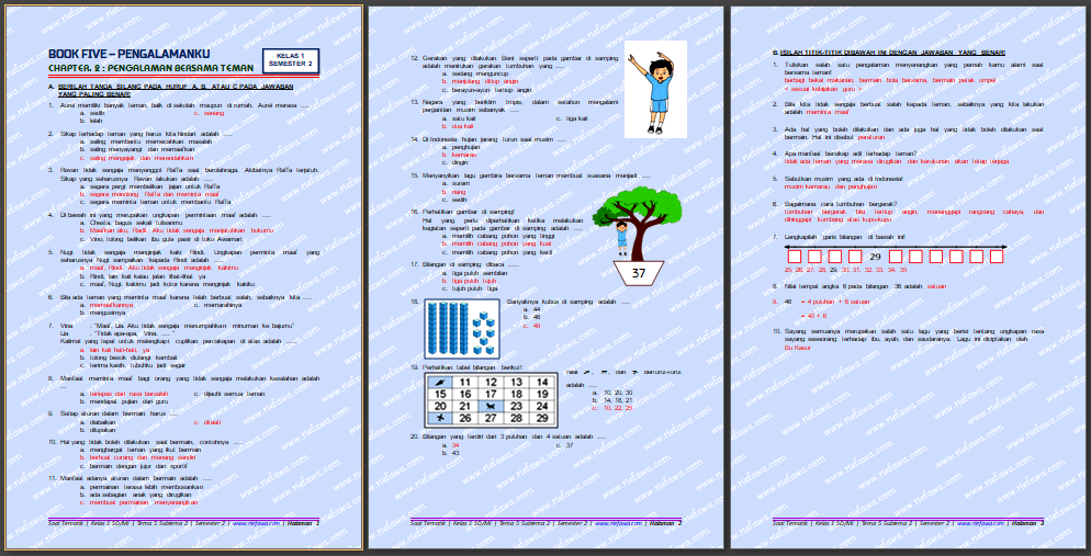 Kunci Balasan Soal Tematik Kelas 1 Sd Mi Tema 5 Subtema 2 Edisi Revisi 2019 Dunia Edukasi