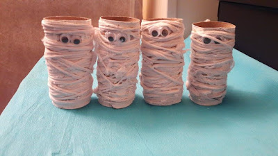 momies bricolage enfant halloween collant récup' facile yeux monstres
