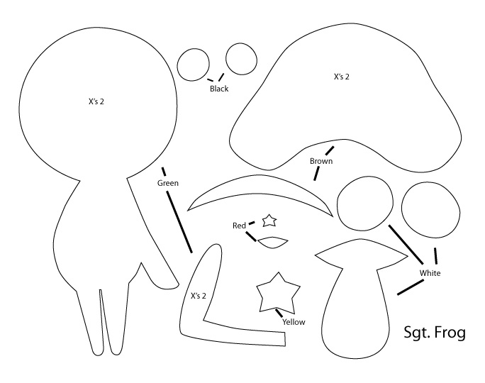 side frog plush template side frog plush template