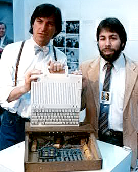 Steve Jobs with Apple 1 computer